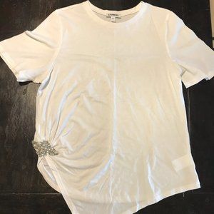 Women's White Express Bedazzled Top/T-shirt Size Small